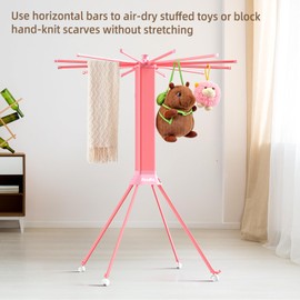 fendia Clothes Drying Rack ​Foldable & ​Collapsible Drying Racks with 4-Leg Octopus Design, Large Capacity ​Space Saving Indoor Drying Rack for Bedroom,Balcony,Laundry for Indoor/Outdoor Use（Pink）