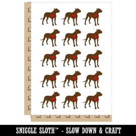 American Pit Bull Terrier Dog with Heart Temporary Tattoo Water Resistant Fake Body Art Set Collection - 15 2" Tattoos (1 Sheet)