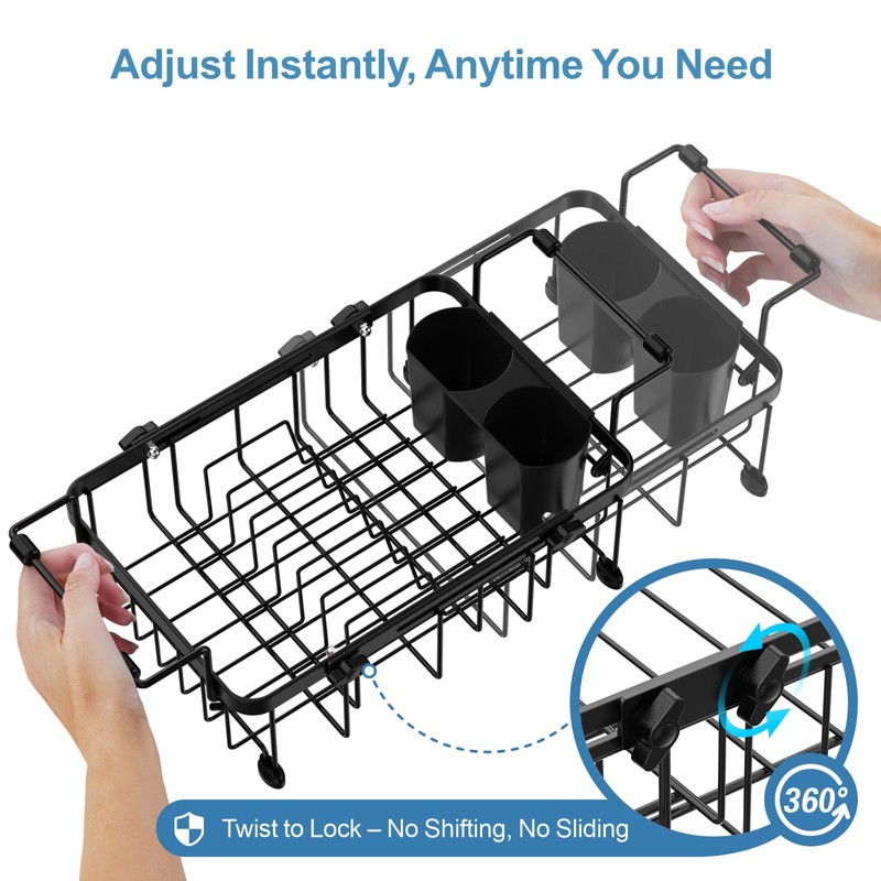 iSPECLE Small Sink Dish Drying Rack with Cup Holder, Expandable