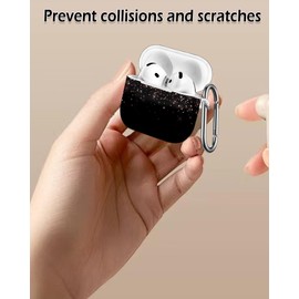 Case Compatible with AirPod 4th Generation 2024,Shockproof Protective Case Cover with Keychain for Women Men,Wireless Accessorie Charging Cases for Airpod 4th - Rose Gold Falling Glitter