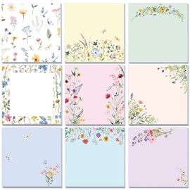 Saypacck 9 Pads Cute Sticky Notes Cartoon Self Stick Notepads 3x3 Inches Notes Adhesive Memo Pad Office Decor Gifts for Students School Teacher Office Meeting(Wildflower)