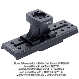 iShoot Lens Collar Foot Stand Tripod Mount Ring Base Compatible with Nikon Z 400mm f/2.8 TC VR S, Z 600mm f/4 TC VR S, Z 800mm f/6.3 VR S, Support Bracket Compatible with Manfrotto Sachtler Fluid Head