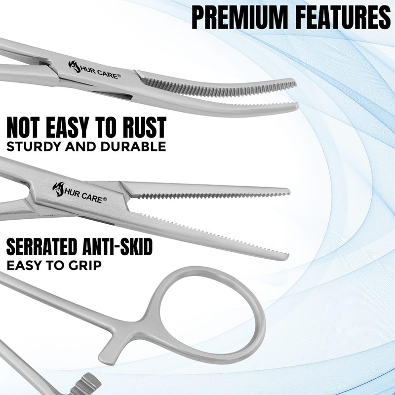 2 Pcs Stainless Steel Self-Locking Fishing Forceps Locking Pliers Piercing