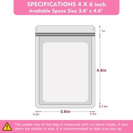 Durimoiy Pack of 100 Mylar Bags with Transparent Window, Holographic Packaging Bags for Small Businesses (10.5 x 15 cm, Pink)