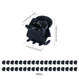 Ikadiya Pack of 36 Mini Hair Clips, Small Hair Clips, 1 cm Claw Clips, Non-Slip Handle, Small Jaw Clips, for Design, Children and Adults (Black)