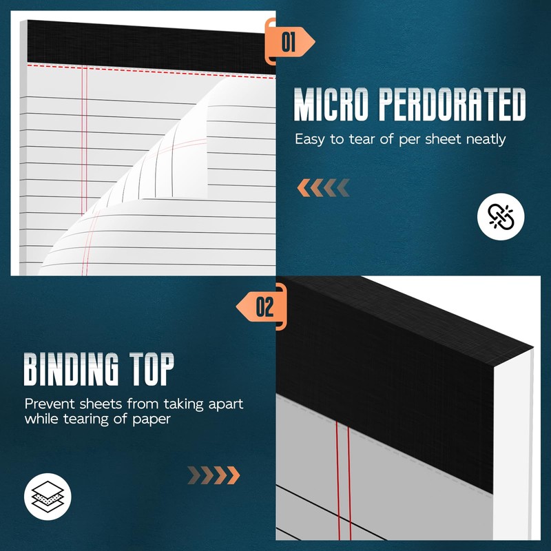 3 Pack White Legal Pads 8.5 x 11 Note Pads,