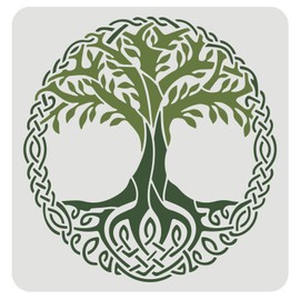 FINGERINSPIRE Tree of Life Stencil Template 30x30cm, Reusable Plastic Drawing Painting Stencils, Large Square Tree Sign Drawing Stencils for Painting on Wood, Wall, Furniture, Fabric and Tile