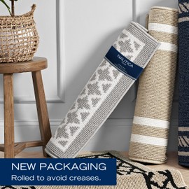 Nautica – Runner Rug | Indoor Runners for Hallways and Entry Rugs| Non-Slip and Non-Skid Entry and Kitchen Door Mat| Machine Washable Entryway Carpet Rugs |26” x 60”| Double Border Natural Twist