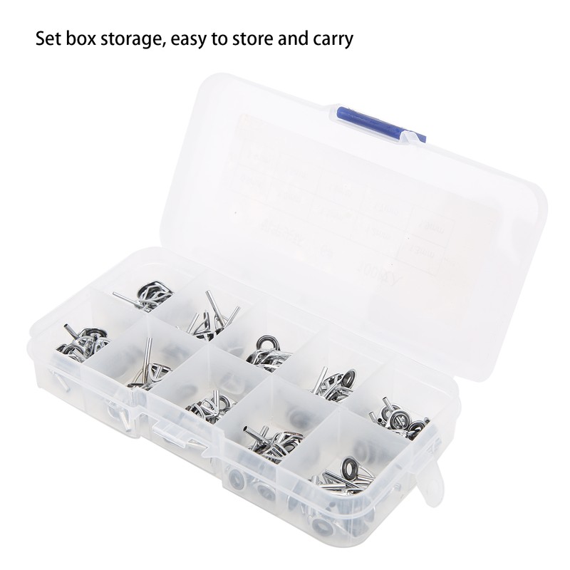 100Pcs Fishing Rod Guide Ring Set Ceramic Guide Eye Sets