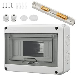 Qiyiche Sicherungskasten Aufputz, kleinverteiler IP65-1 Reihig-8 Module, Mit 4 Terminals 2 Steckverbinder, Geeignet fr G?rten im Freien, Bauernh?fe, Lades?ulen, Feuchtraum