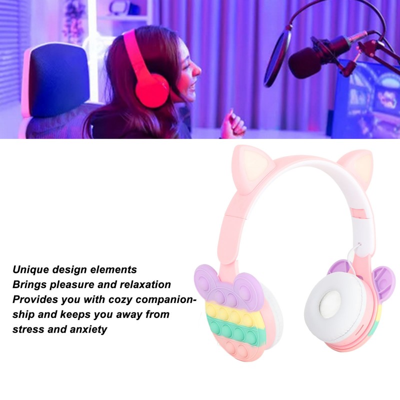 Bluetooth Cat Ear Headphones Fashionable Light Up Wireless Headset for