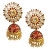 Mehrunnisa Rajasthani Meenakari - arete Jhumki con cristales Rojo