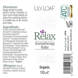 Lily & Loaf Relax Aromatherapy Rollerball – Natural Stress Relief with Geranium, Patchouli, Ylang Ylang & Grapefruit – Emotional Balance & Mood Support – 10ml