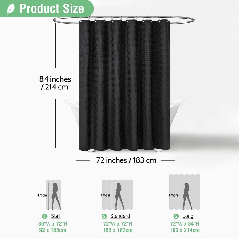 Dynamene Extra Long Fabric Shower Curtain - Waffle Weave 84