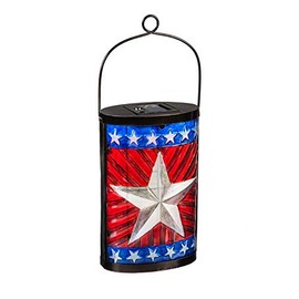 Evergreen Flag Stunning Patriotic Star Solar Lantern 14.8 inches