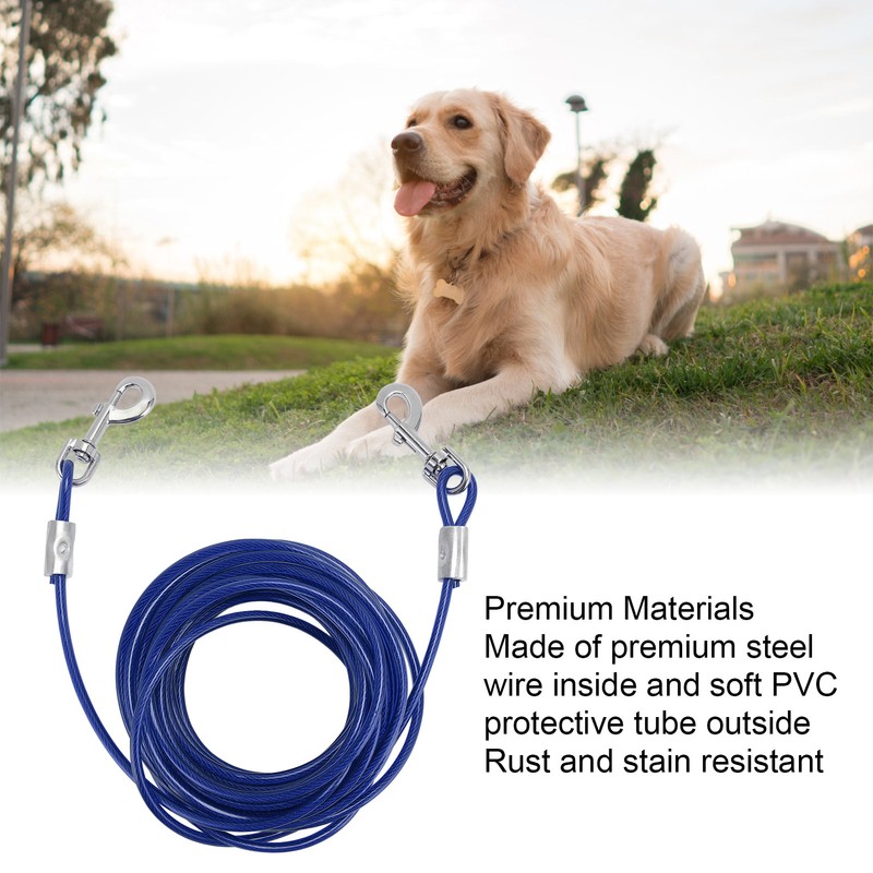 Dog Tie Out Cable Steel Wire Double Head Bite Resistant