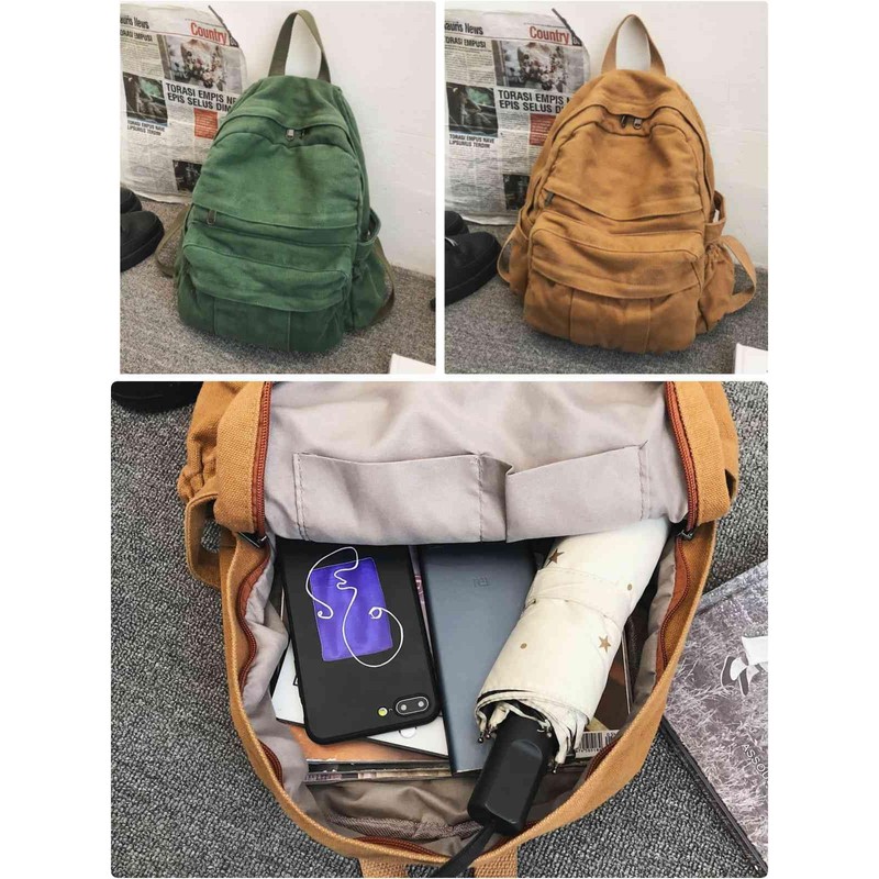 GAMLFL Military Green Canvas Backpack for Women & Men Retro