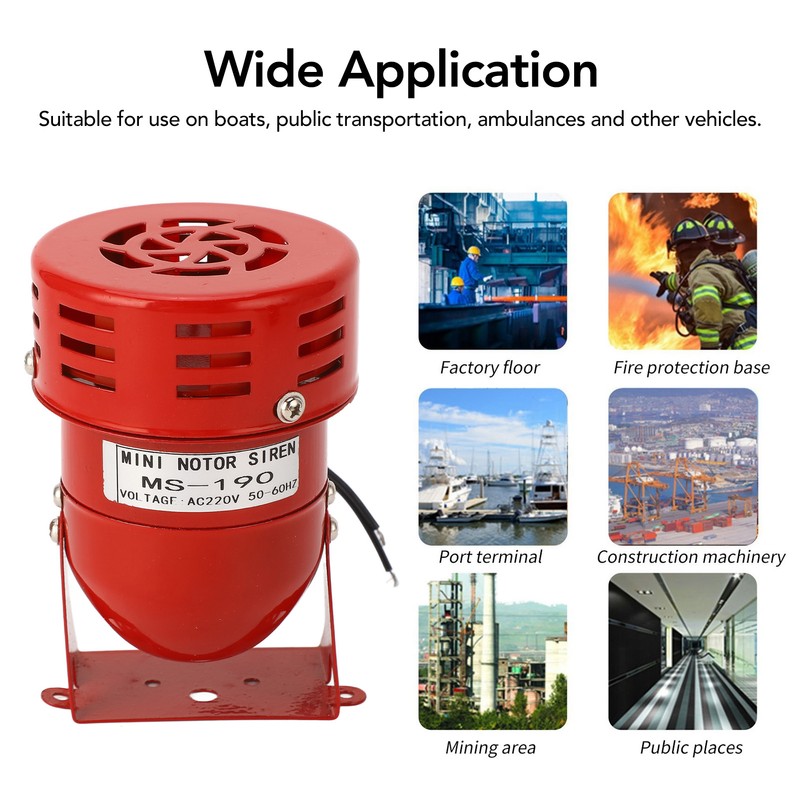 Industrial Motor Alarm Bell Red Color Steel Mini Horn Sound