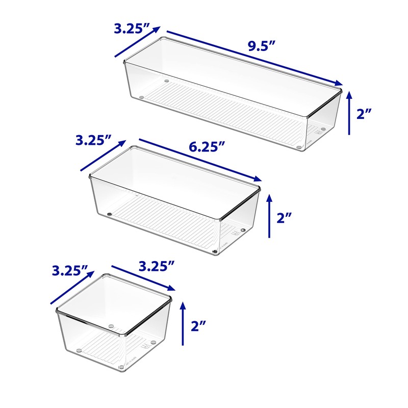 Simple Houseware Clear Drawer Organizer for Office Bin Desk Storage,