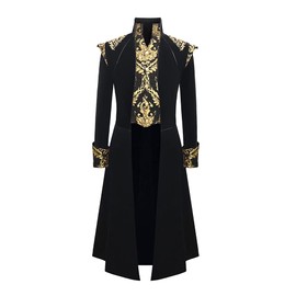 GONSIDA Men's Steampunk Medieval Tailcoat Jacket Victorian Gothic Frock Coat (Black, Medium)