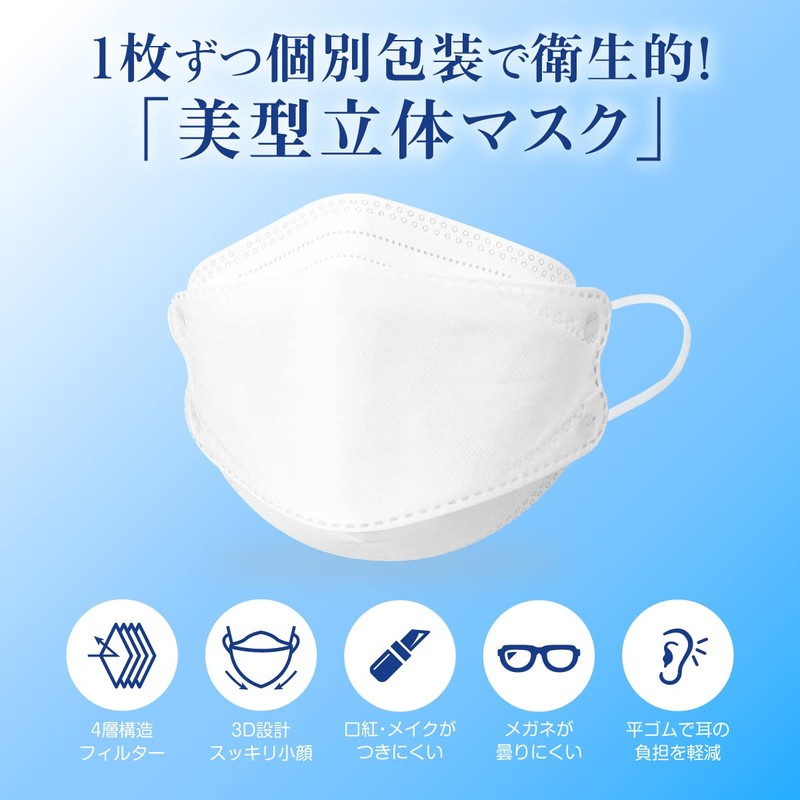 [デジモク] 冷感マスク 立体 不織布 大きめ 不織布マスク ふつう 夏用 個包装 立体タイプ