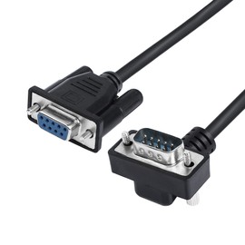 RIIEYOCA 90 Degree DB9 RS232 Serial Cable, Up Angle DB9 Male to Female Adapters Cable for Data Communication 0.5M (Up)
