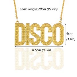 Weenkeey Disco Sign Necklace Disco Gold Chain 70s 80s 90s Hip Hop Gold Necklace for Men Women