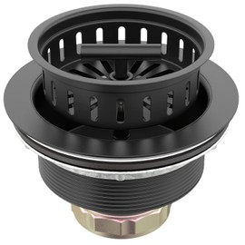 BOTEMY B9171 Black Kitchen Sink Drain Kit 3 1/2 Sink Strainer for Kitchen Sink with Stainless Steel Strainer Stopper Drain Assembly Basket Strainer Fit Standard Sink Drain Hole