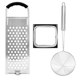 QWORK Stainless Steel Spaetzle Maker Set with Comfort Grip Handle and Spider Strainer