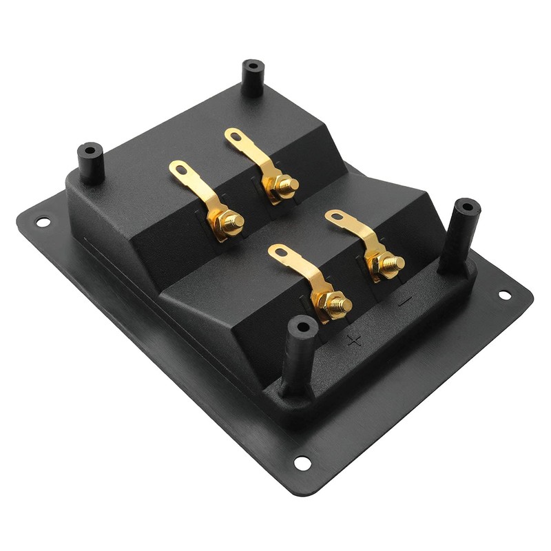 ZZLZX 1PC Copper 4-Position Terminal Junction Box, Post 4 Speaker