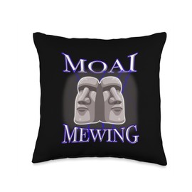 Mewing Moai LooksMaxxing Throw Pillow