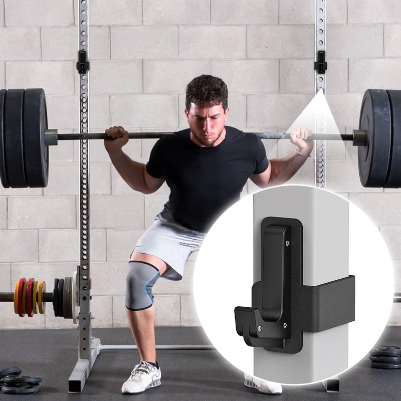 SELEWARE Steel J Hooks for Power Cage Squat Rack Attachment