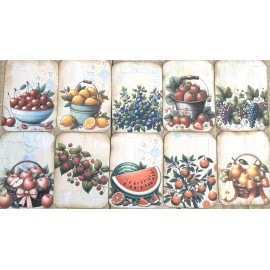 fruits vintage style junk journal fruits card toppers set of 10