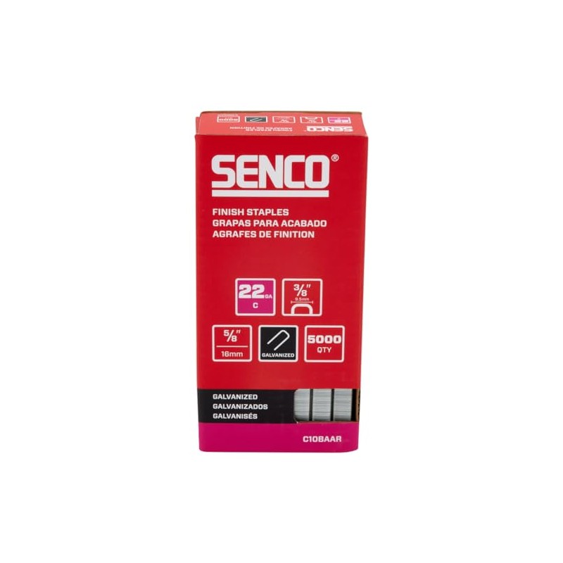 SENCO C10BAAR 5/8" 22 Gauge 3/8" Crown Collated Finish Staples,
