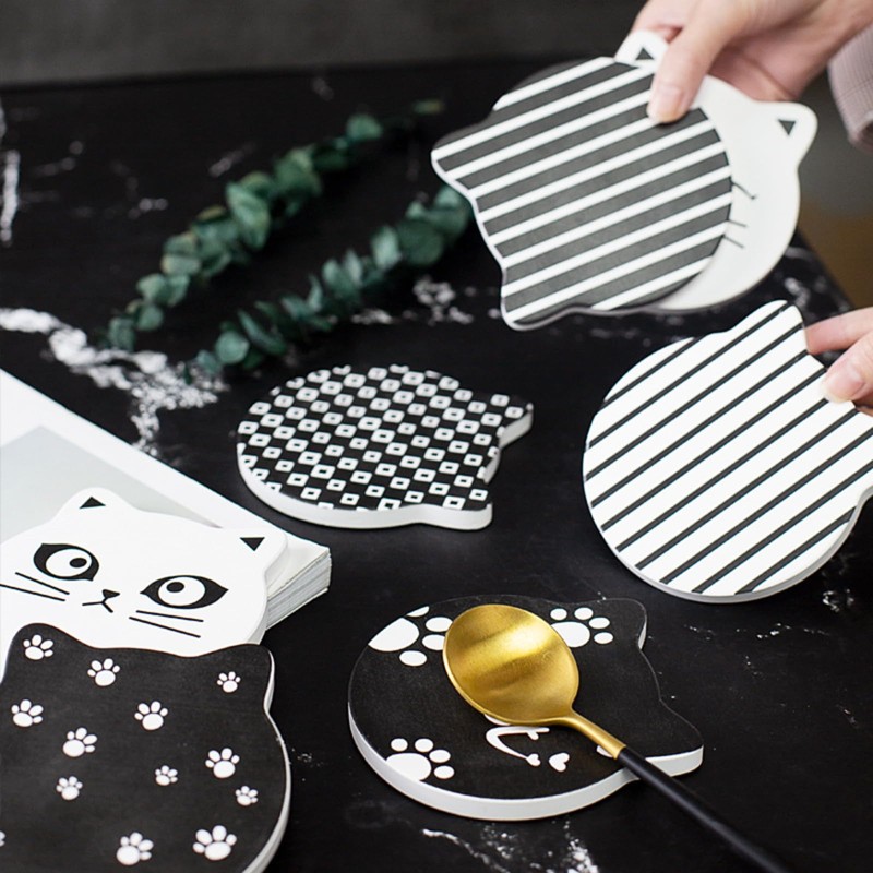 吸水 珪藻土コースター ねこ柄 猫 おしゃれ 滑り止め こーすたー 和風 高吸水性 断熱