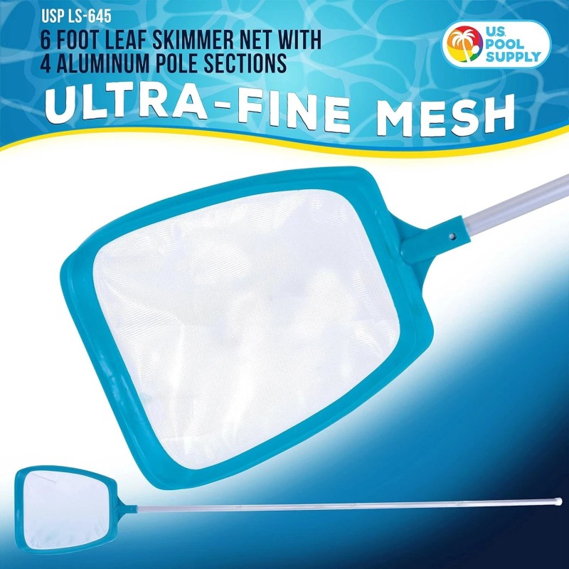 U.S. Pool Supply 6 Foot Swimming Pool Leaf Skimmer Net,