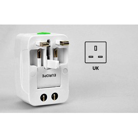 T POWER - Universal World Wide Travel Plug Adapter - White Electronics Worldwide AC Outlet Plugs Adapters for Europe, UK, US, AU, Asia-Blue