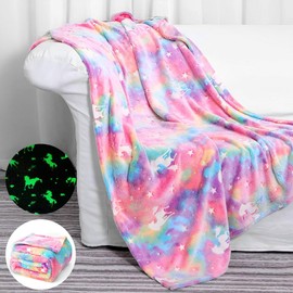 YASUOA Unicorn Blanket Glow，Soft and Plush Unicorn Blanket Wonderful Children's Blanket Multifunctional & Versatile Blanket Glow in The Dark Feature
