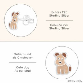 Monkimau Terrier Dog Stud Earrings Made of 925 Silver Jewellery Silver Earrings Medical for Children Girls Ladies Women, Silver