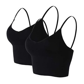 Seamless Sports Bra 2 Pcs Crop Top Bra Wirefree Bra Removable Pads for Women Yoga Workout with Adjustable Straps