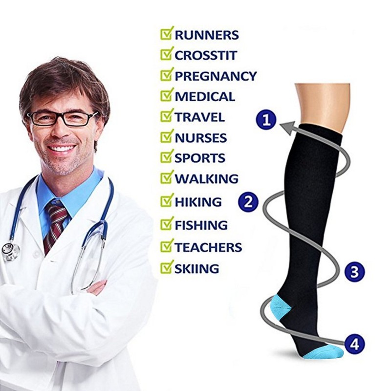 6 Pairs Compression Socks Pack - Best Medical, Nursing, Travel