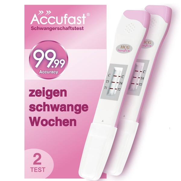 Accufast Schwangerschaftstest mit Wochenbestimmung zur FrÃ¼herkennung, kann wie viele Wochen schwanger anzeigen, hCG Urintest mit 99,99% Genauigkeit & schnellem Ergebnis (2 Tests)