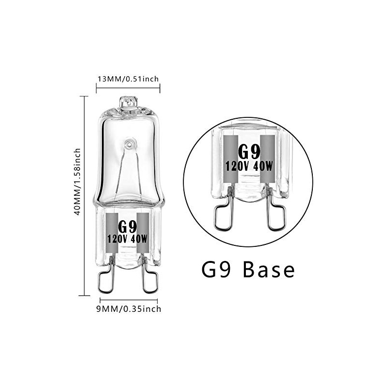 G9 Halogen Bulb 120V 40W T4 Type 2 Pin Base