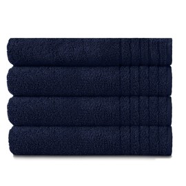 COTTON CRAFT Bath Towels -4 Pack Super Zero Twist Bath Towel Set -100% Cotton 30x54- Ultra Soft Absorbent Quick Dry 615 GSM Everyday Luxury Hotel Spa Gym Shower Beach Pool Camp Travel Dorm - Navy Blue