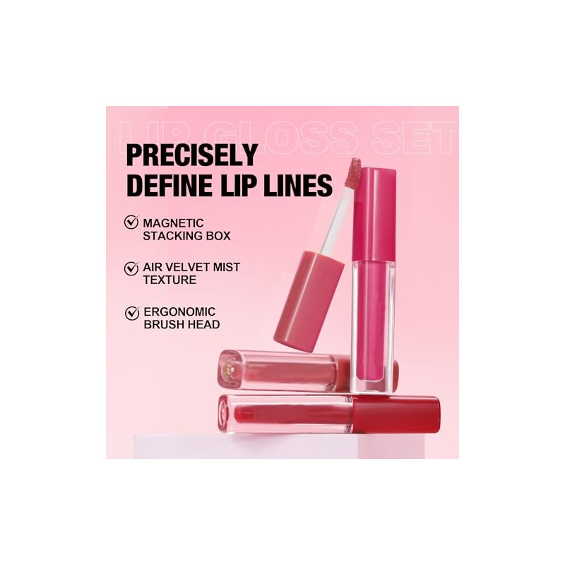 Set de Labiales Líquidos 4 Piezas- Kit de Maquillaje Diario