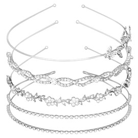 Luixenir Silver Headband Rhinestone Headband, 4Pcs Sparkly Hairbands Wedding Hair Accessories for Women