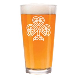 16 oz Beer Pint Glass Celtic Clover Shamrock