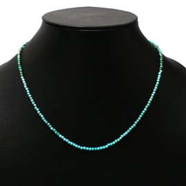 Gempires Turquoise Beaded Necklaces for Women, Choker Style, Crystal Necklace, December Birthstone Jewellery, Round Beads with 16 + 2 Inch Adjustable Silver Plated Chain (Turquoise)