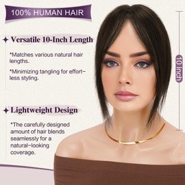 RUWISS Hair Toppers Real Hair for Women Dark Brown Hair Topper Lightweight Clip in Hairpiece for Women Straight Hair Topper without Fringe
