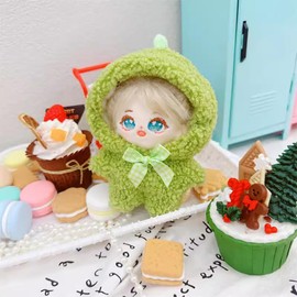 niannyyhouse 10cm Doll Clothes Onesies Rabbit Bear Dinosaur Elk Deer Bodysuit Plush Doll Accessories (Green)